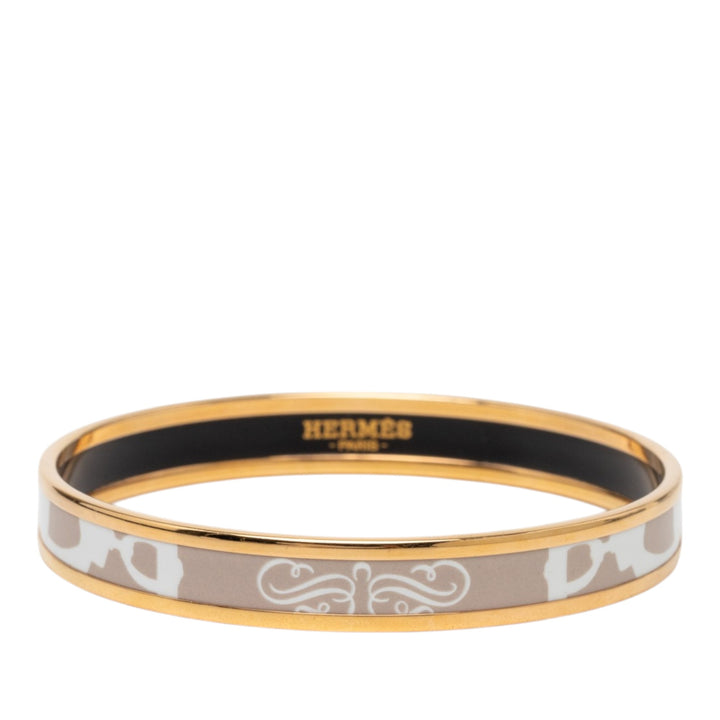 Hermès Bracelet Narrow Brides de Gala Tattoo Émail Bangle 65 Marron – vue principale – GABY PARIS