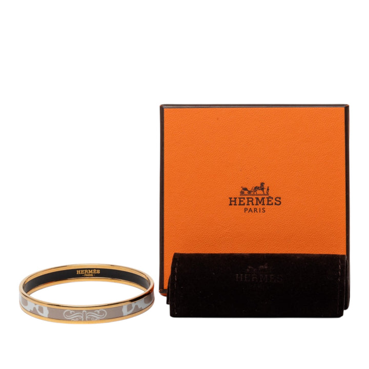 Hermès Bracelet Narrow Brides de Gala Tattoo Émail Bangle 65 Marron – vue 6 – GABY PARIS