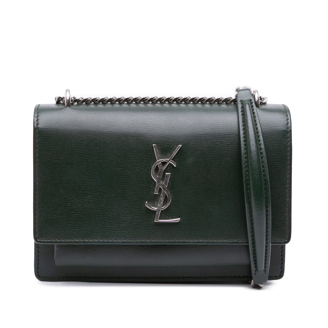 Leather Monogram Sunset Chain Wallet Green - Gaby Paris