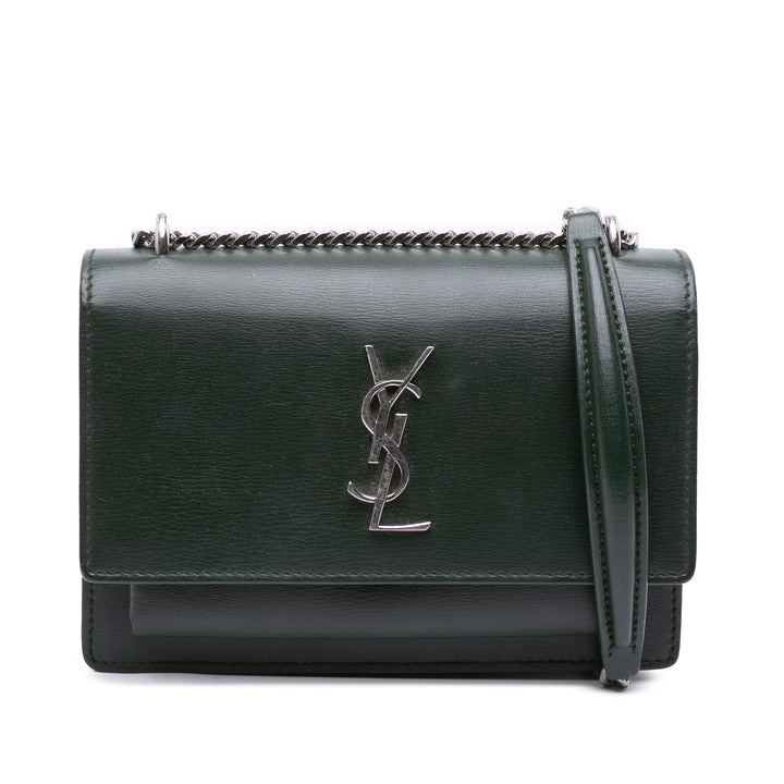 Leather Monogram Sunset Chain Wallet Green - Gaby Paris