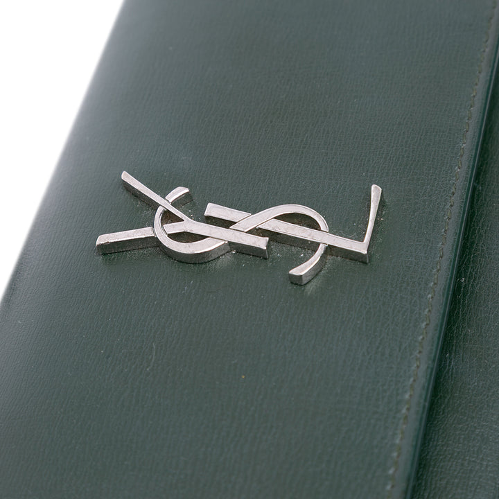 Leather Monogram Sunset Chain Wallet Green - Gaby Paris
