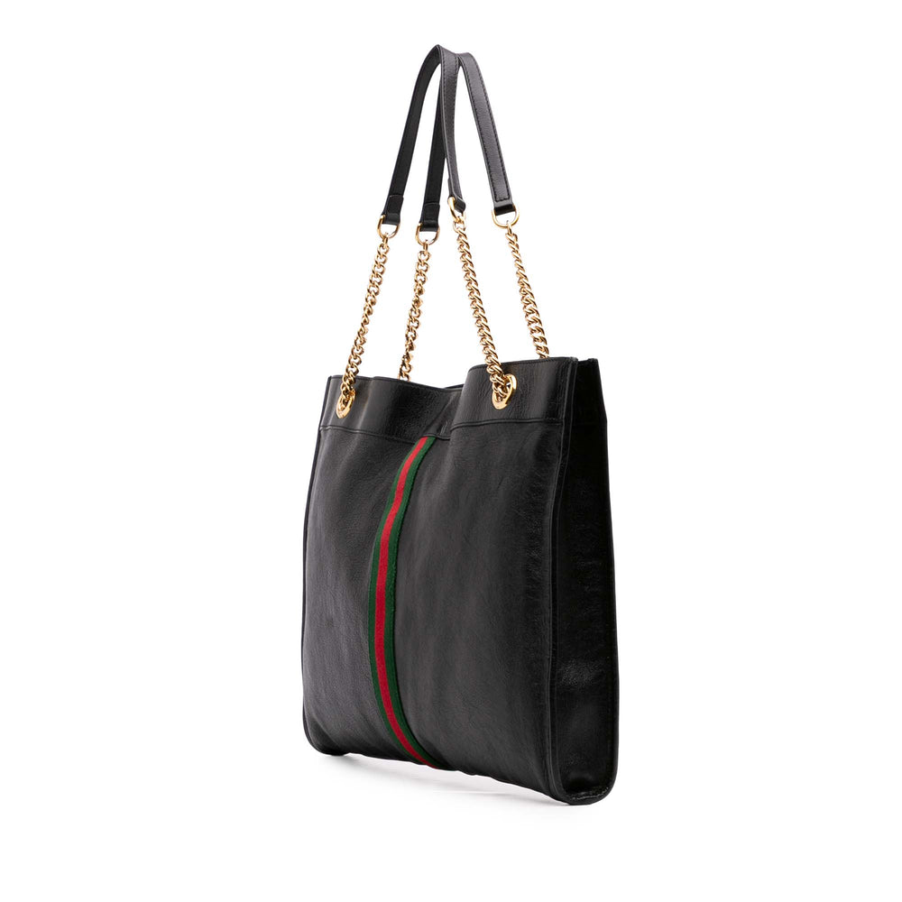 Large Web Leather Rajah Tote Black - Gaby Paris