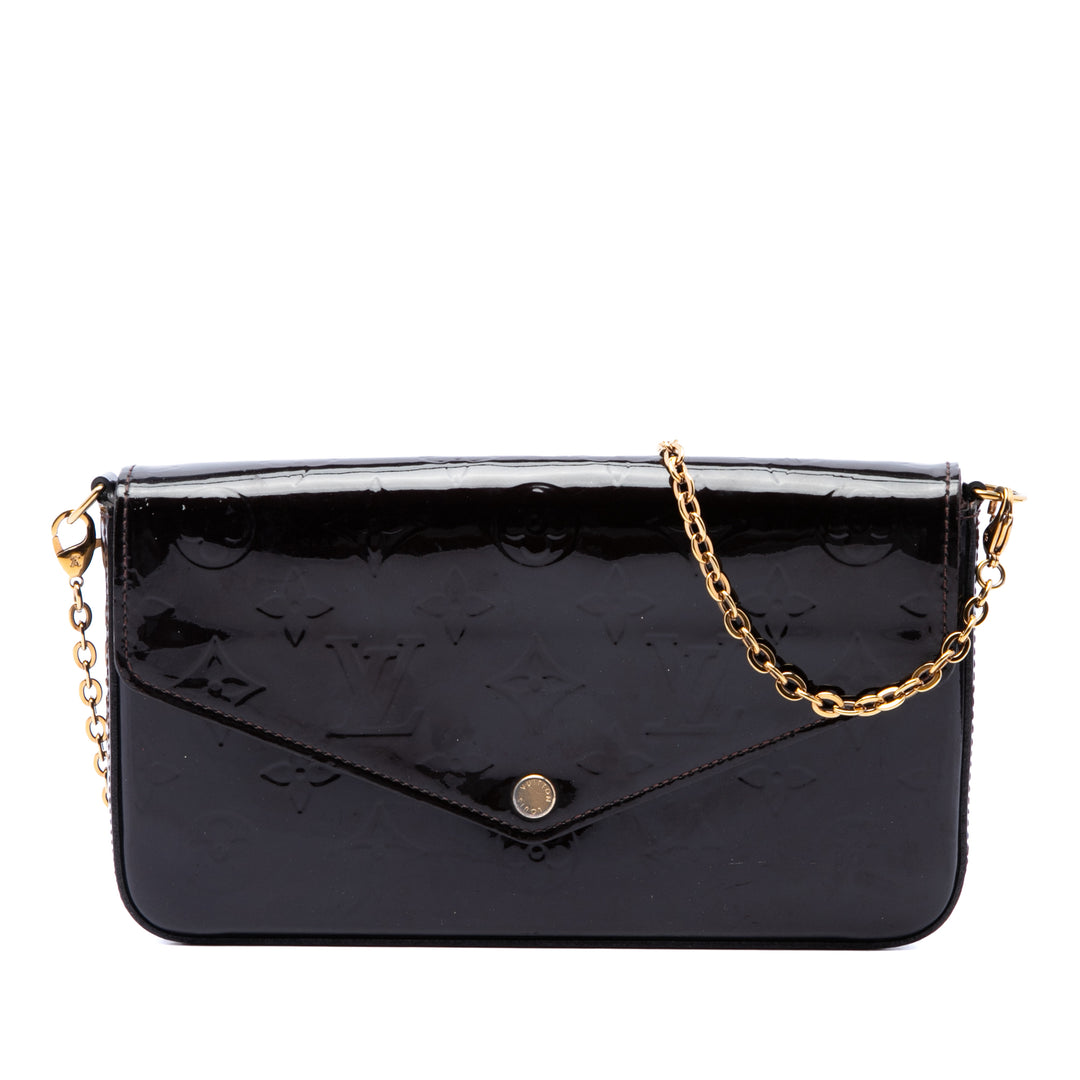 Louis Vuitton Pochette Felicie Cuir verni Monogram Violet – vue principale – GABY PARIS