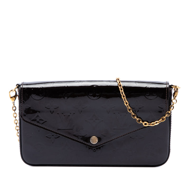 Louis Vuitton Pochette Felicie Cuir verni Monogram Violet – vue principale – GABY PARIS
