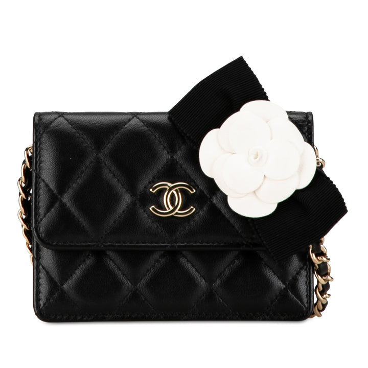 Quilted Lambskin My Chanel Lady Card Holder On Chain Black - Gaby Paris