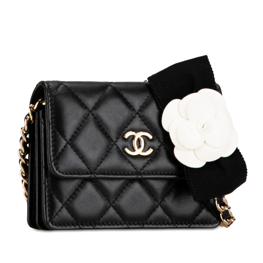 Quilted Lambskin My Chanel Lady Card Holder On Chain Black - Gaby Paris