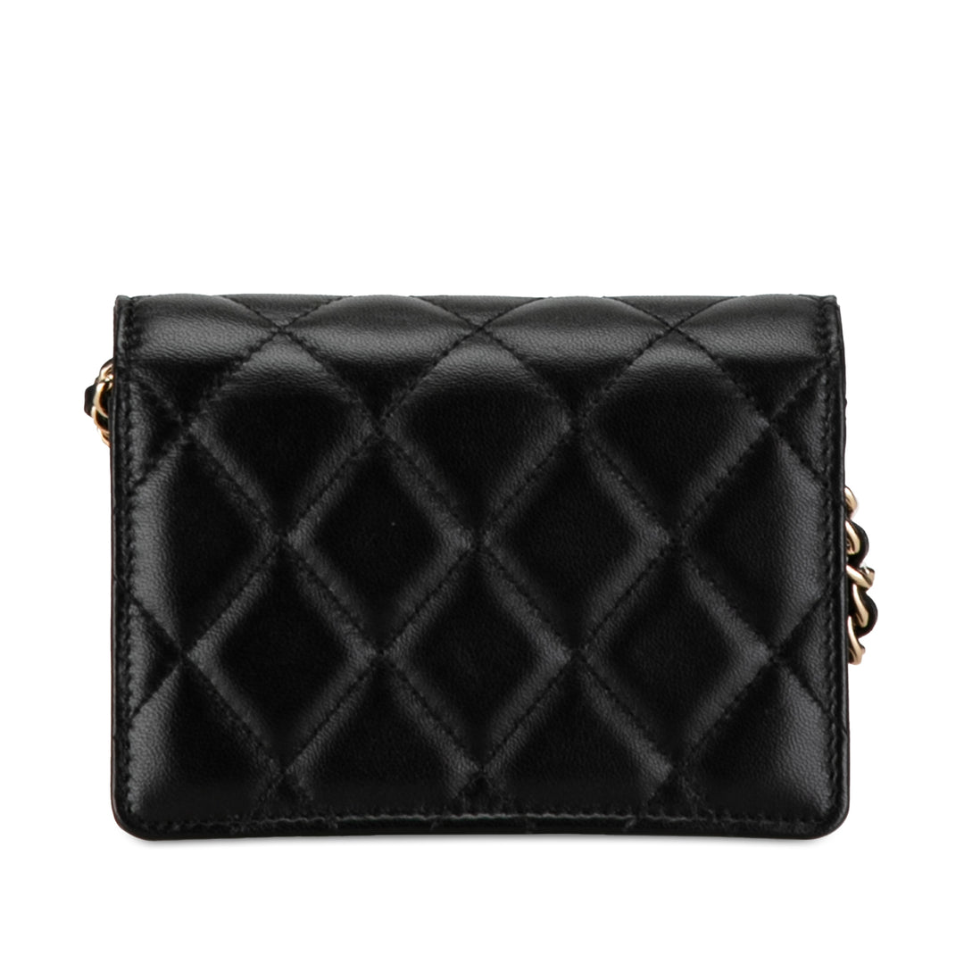 Quilted Lambskin My Chanel Lady Card Holder On Chain Black - Gaby Paris