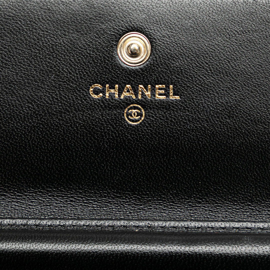 Quilted Lambskin My Chanel Lady Card Holder On Chain Black - Gaby Paris