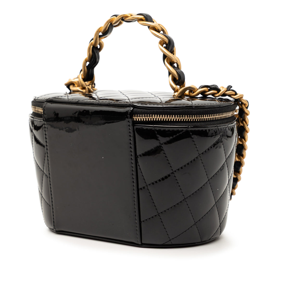 Chanel Matelassé Cuir verni Afternoon Tea Vanity avec chaîne