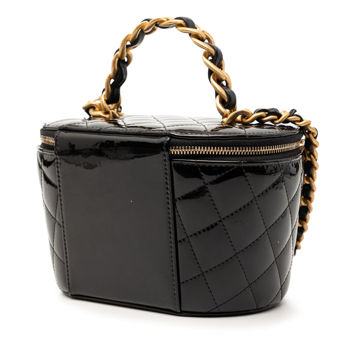 Chanel Matelassé Cuir verni Afternoon Tea Vanity avec chaîne