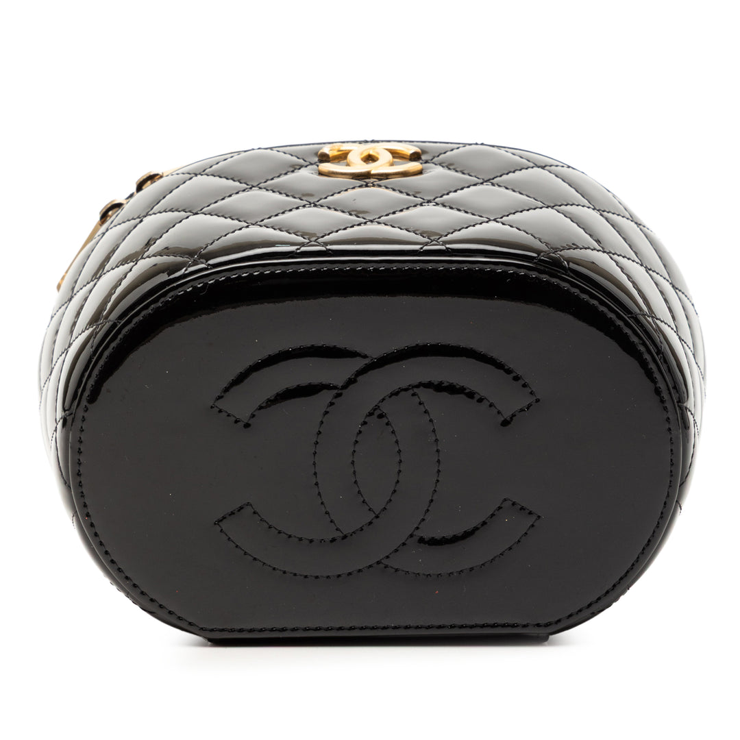 Chanel Matelassé Cuir verni Afternoon Tea Vanity avec chaîne