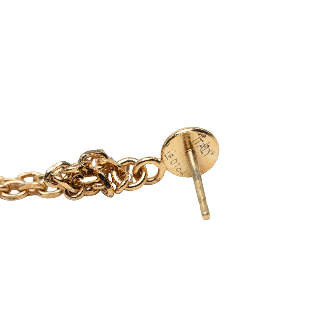 Louis Vuitton plaqué Strass Gamble pendantes fermoir poussette Boucles d'oreilles Métal