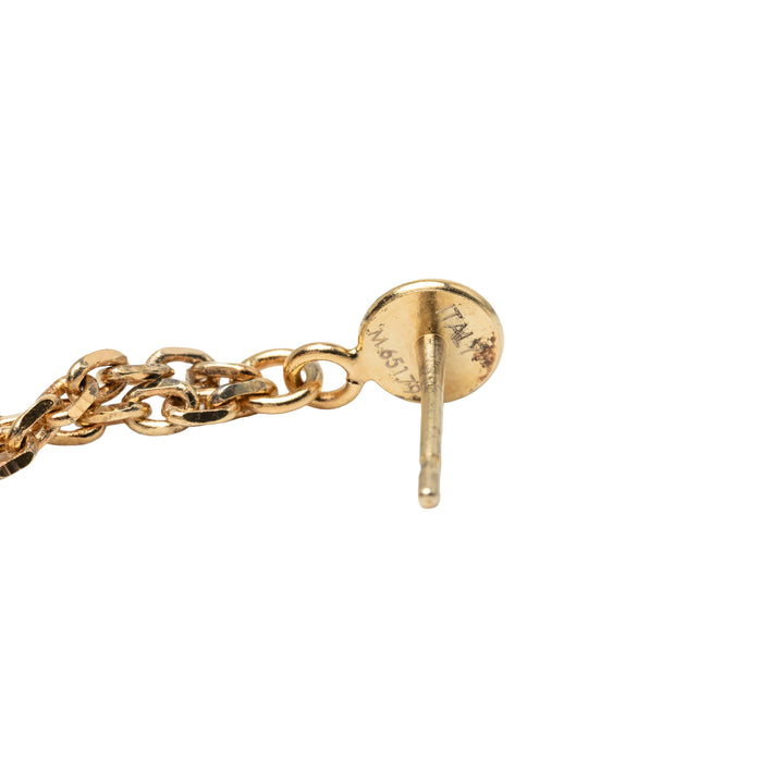 Louis Vuitton plaqué Strass Gamble pendantes fermoir poussette Boucles d'oreilles Métal