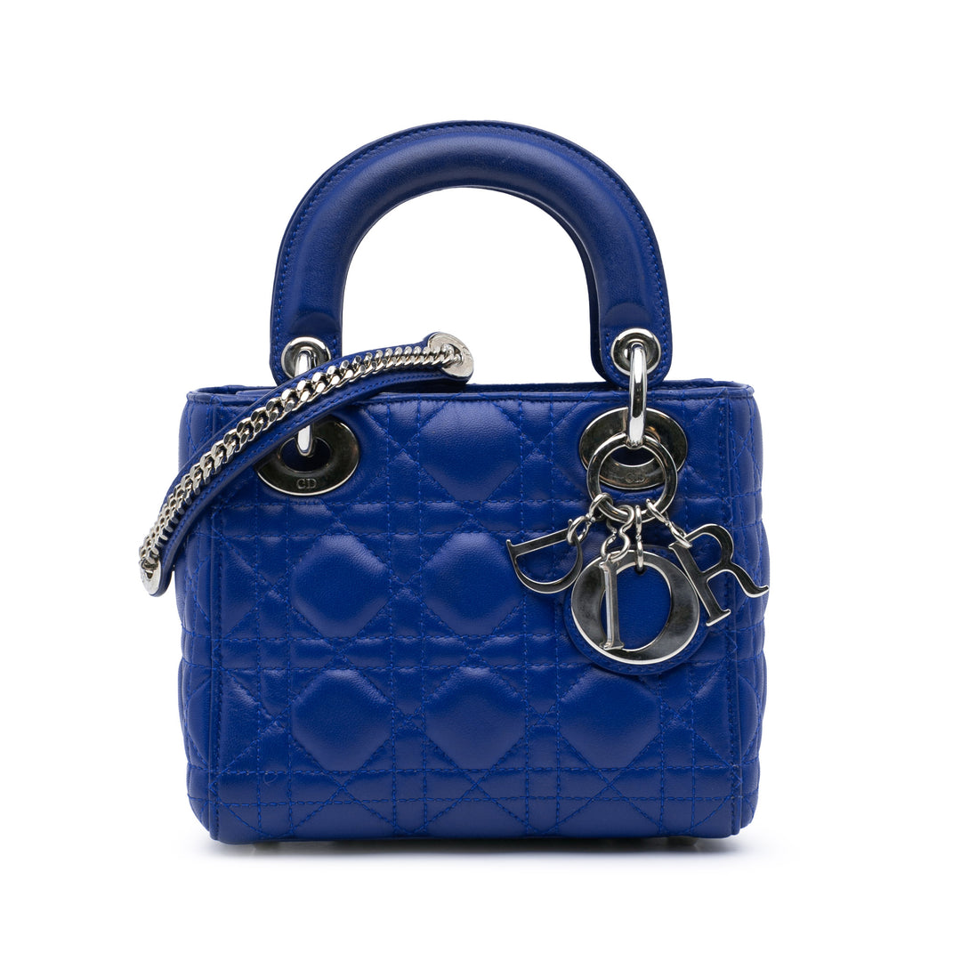 Mini Lambskin Cannage Lady Dior Blue - Gaby Paris