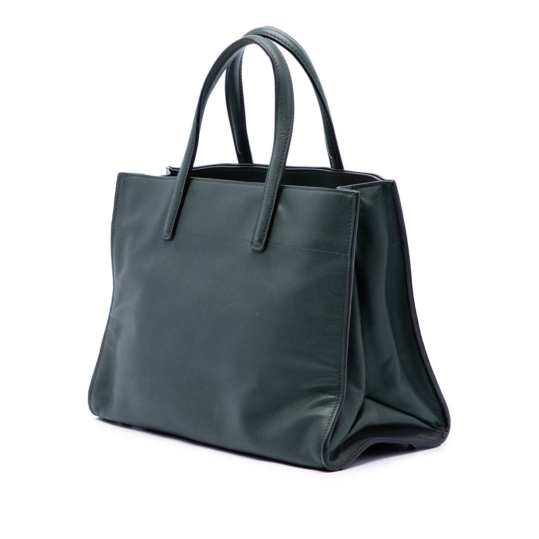 Prada Cabas Souple Triple Poche Saffiano Vert – vue 2 – GABY PARIS
