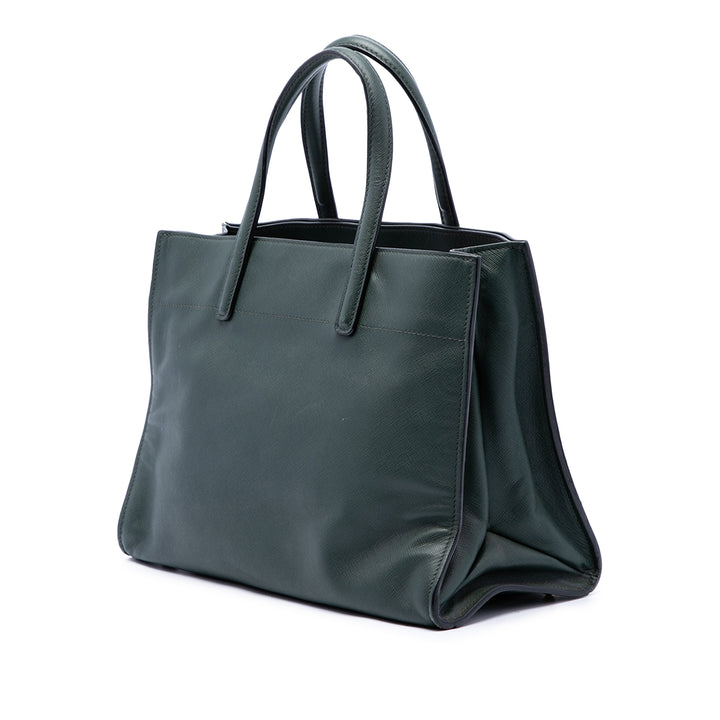 Prada Cabas Souple Triple Poche Saffiano Vert – vue 2 – GABY PARIS