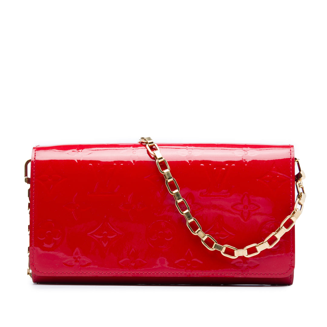 Louis Vuitton Chaîne Portefeuille Cuir verni Monogram Rouge – vue principale – GABY PARIS
