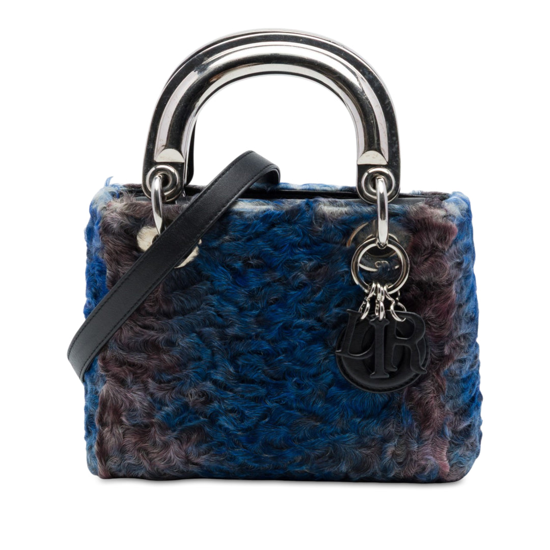 Dior Astrakhan Fur Lady Dior Mini Bleu – vue principale – GABY PARIS