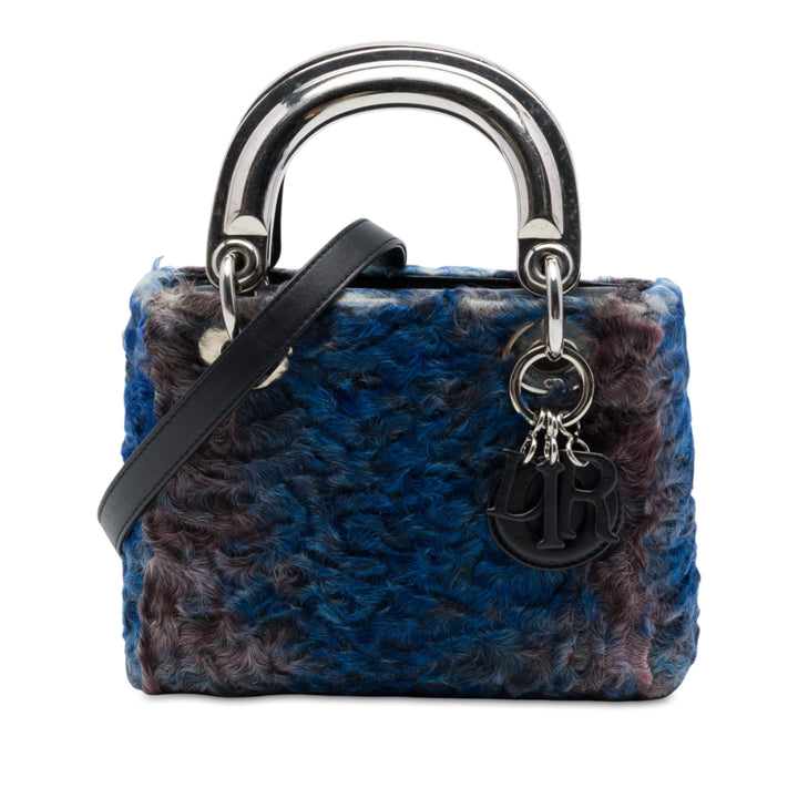 Dior Astrakhan Fur Lady Dior Mini Bleu – vue principale – GABY PARIS