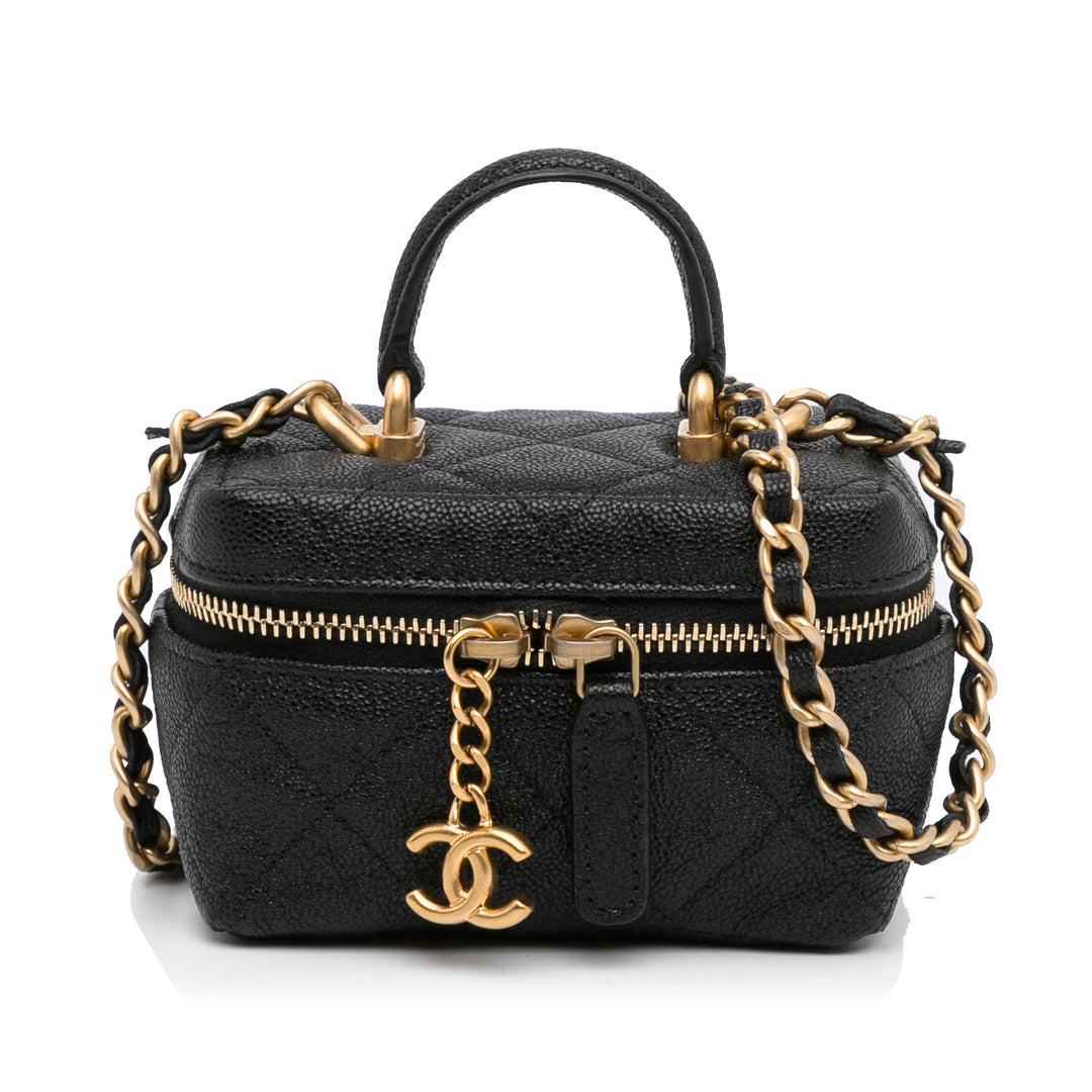 Micro Caviar Vanity Case with Chain Black - Gaby Paris