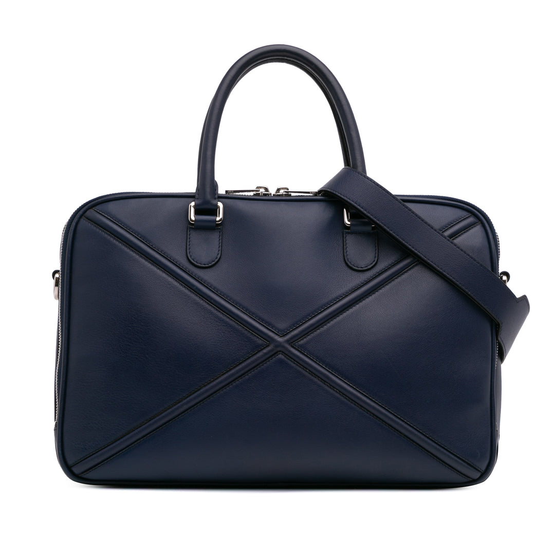 Leather Business Bag Blue - Gaby Paris