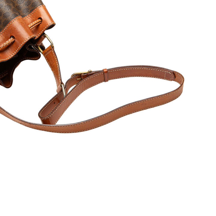Macadam Coated Canvas Drawstring Bucket Bag Brown - Gaby Paris