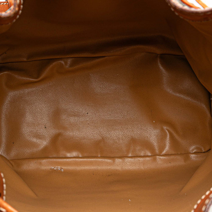 Macadam Coated Canvas Drawstring Bucket Bag Brown - Gaby Paris