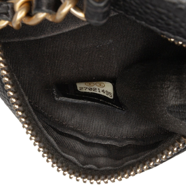 Caviar CC Filigree Round Clutch with Chain Black - Gaby Paris