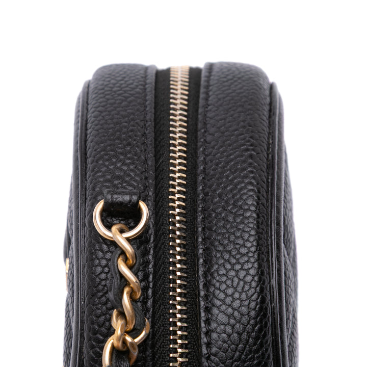 Caviar CC Filigree Round Clutch with Chain Black - Gaby Paris