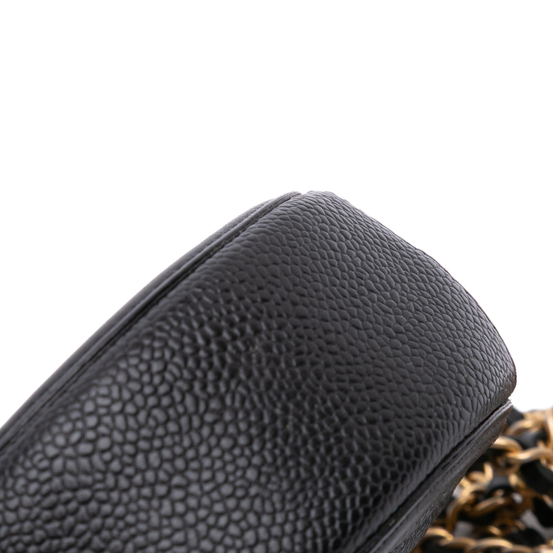 Caviar CC Filigree Round Clutch with Chain Black - Gaby Paris
