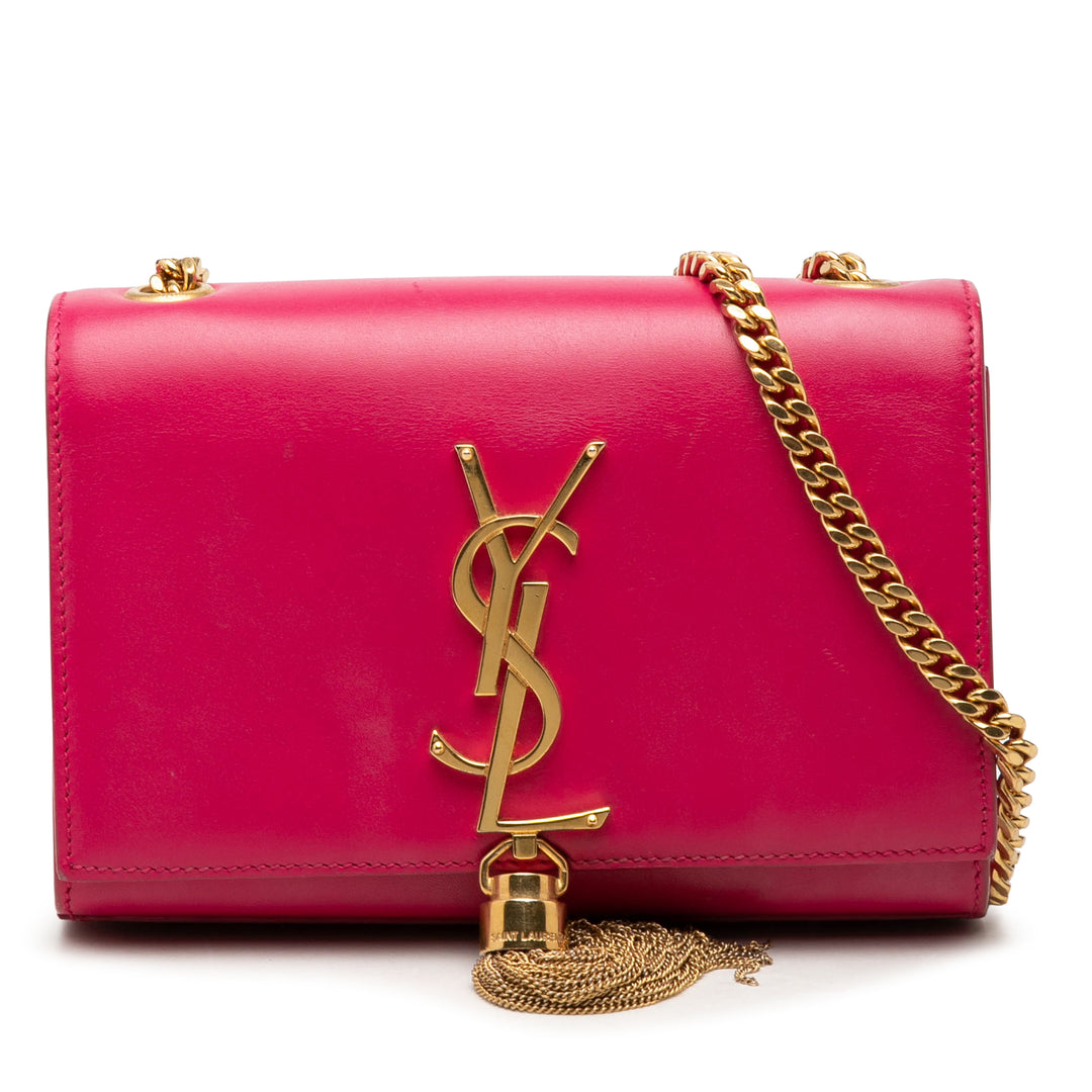Saint Laurent Small Smooth Cuir de veau Monogram Kate Pompon Sac porté croisé
