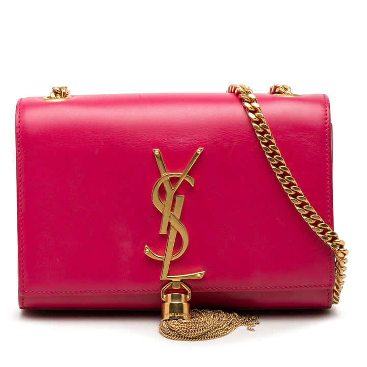Saint Laurent Small Smooth Cuir de veau Monogram Kate Pompon Sac porté croisé