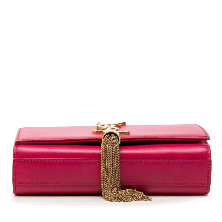 Saint Laurent Small Smooth Cuir de veau Monogram Kate Pompon Sac porté croisé