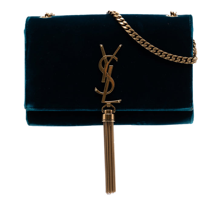 Saint Laurent Small Velours Monogram Kate Pompon Sac porté croisé