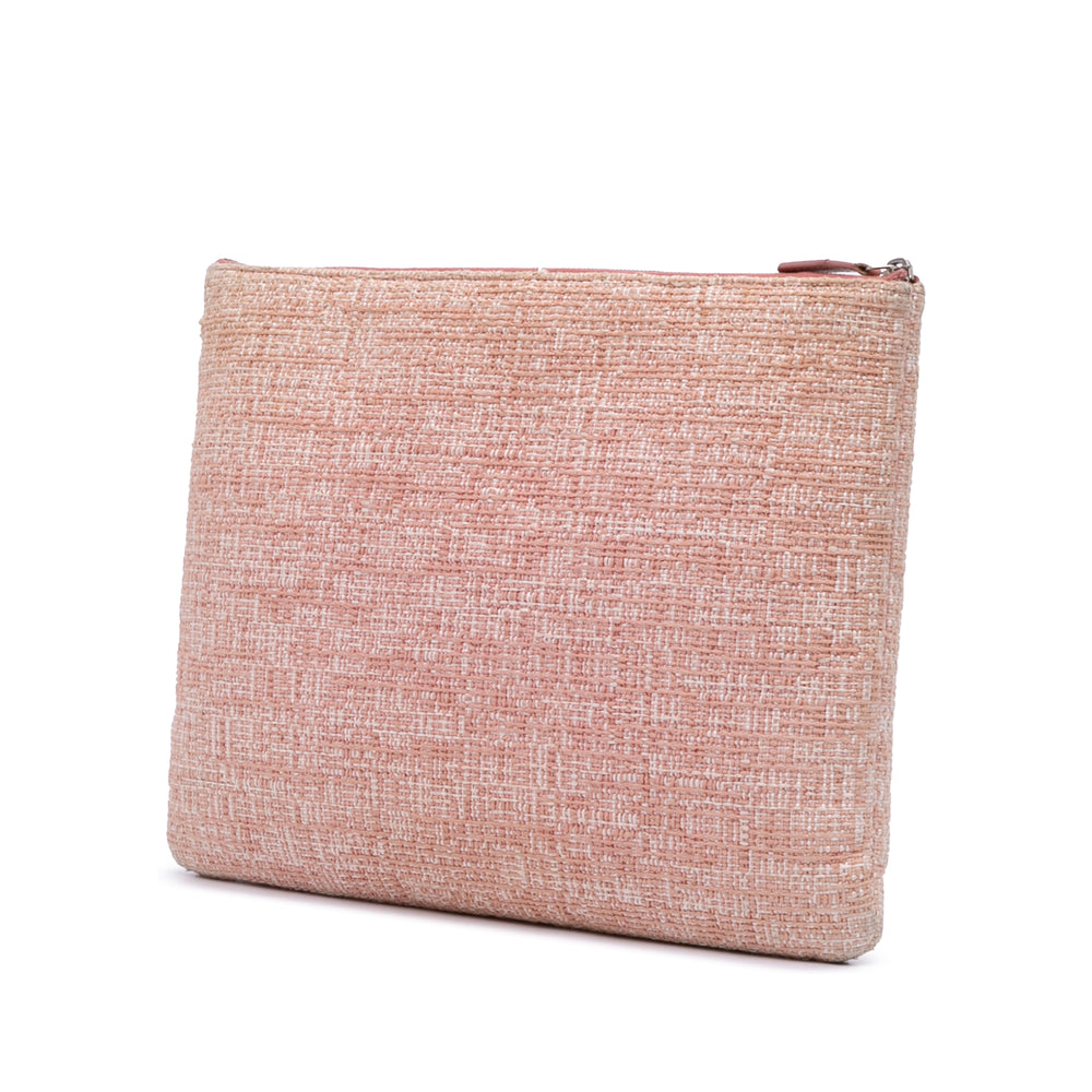 Large Tweed Deauville O Case Clutch Pink - Gaby Paris