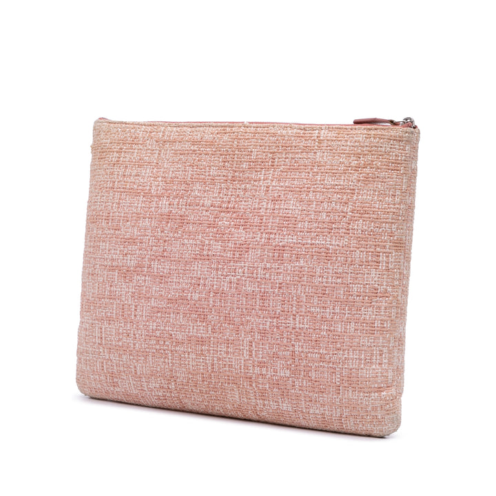 Large Tweed Deauville O Case Clutch Pink - Gaby Paris