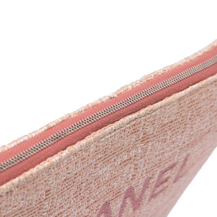Large Tweed Deauville O Case Clutch Pink - Gaby Paris