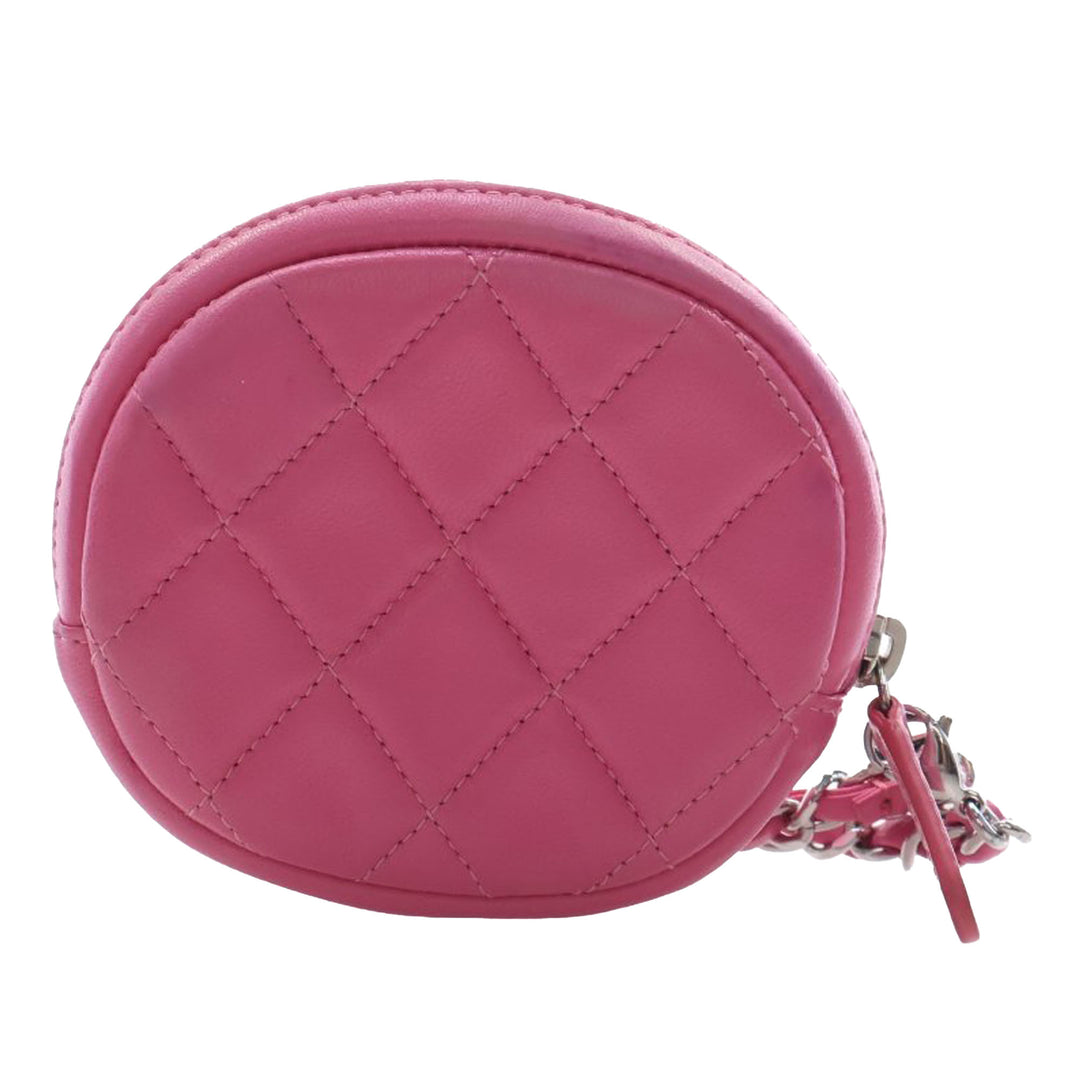 Chanel CC Matelassé Zippé Porte-monnaie avec chaîne Cuir d'agneau