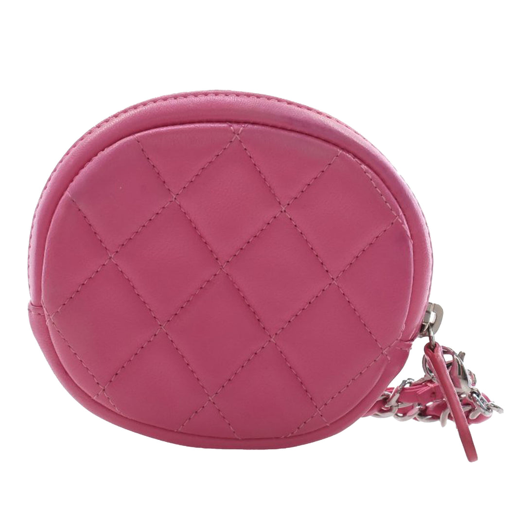 Chanel CC Matelassé Zippé Porte-monnaie avec chaîne Cuir d'agneau