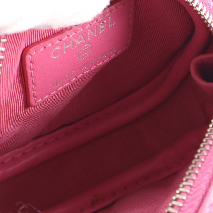 Chanel CC Matelassé Zippé Porte-monnaie avec chaîne Cuir d'agneau