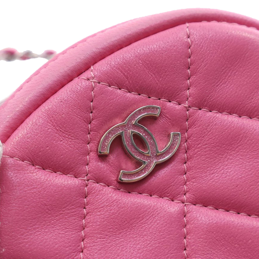 Chanel CC Matelassé Zippé Porte-monnaie avec chaîne Cuir d'agneau
