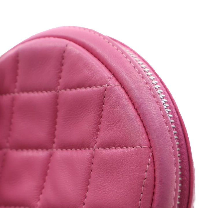 Chanel CC Matelassé Zippé Porte-monnaie avec chaîne Cuir d'agneau