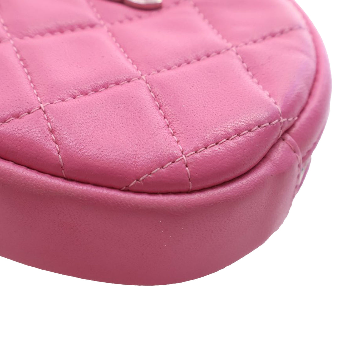 Chanel CC Matelassé Zippé Porte-monnaie avec chaîne Cuir d'agneau