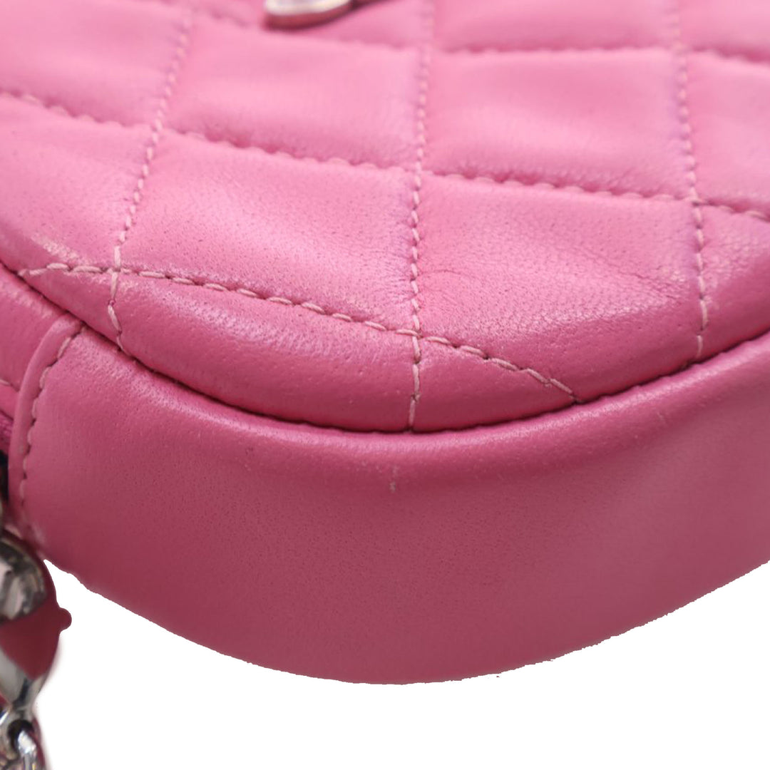 Chanel CC Matelassé Zippé Porte-monnaie avec chaîne Cuir d'agneau