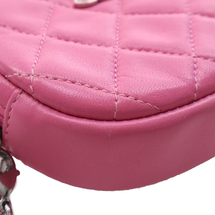 Chanel CC Matelassé Zippé Porte-monnaie avec chaîne Cuir d'agneau