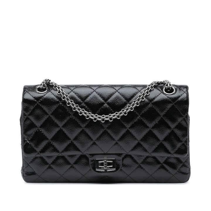 Quilted Patent Caviar 2.55 Reissue Flap 226 Black - Gaby Paris