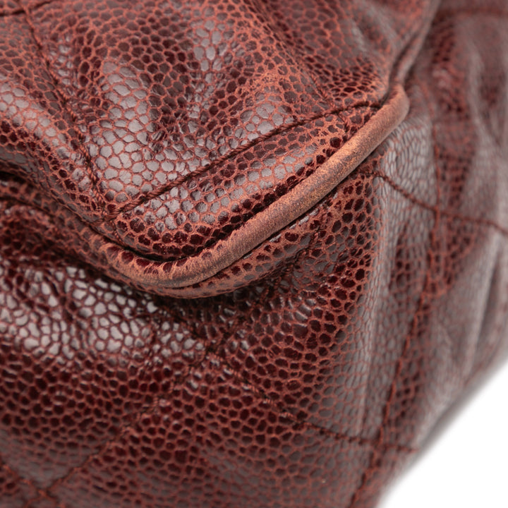 Chanel Large Matelassé Glazed Caviar Shiva à rabat