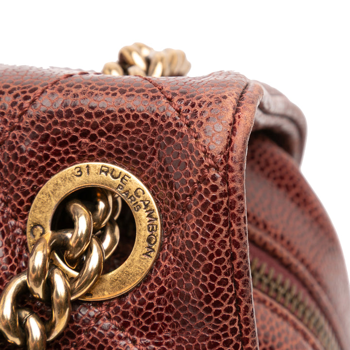 Chanel Large Matelassé Glazed Caviar Shiva à rabat