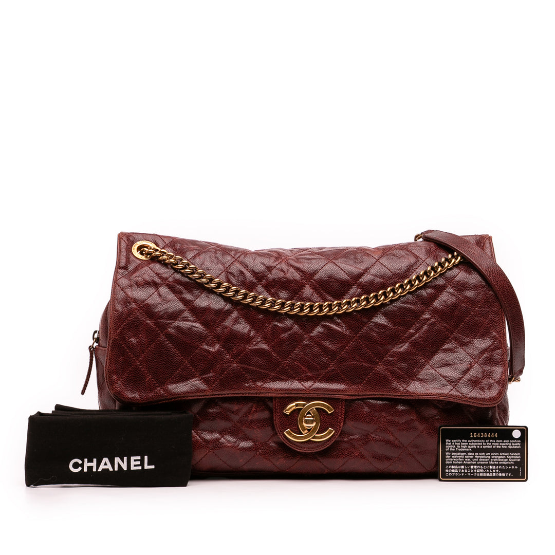 Chanel Large Matelassé Glazed Caviar Shiva à rabat