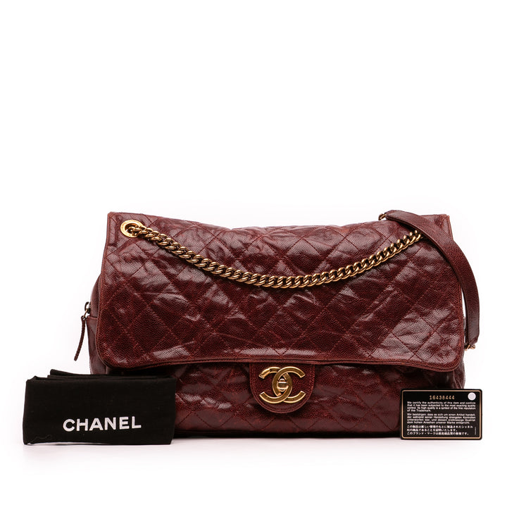 Chanel Large Matelassé Glazed Caviar Shiva à rabat
